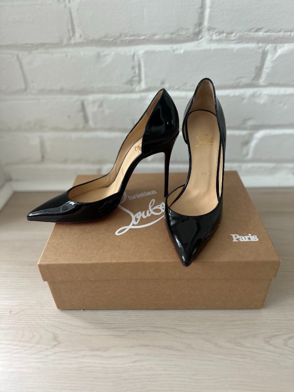 Christian Louboutin Iriza 100 Black Patent Pumps - EU 37